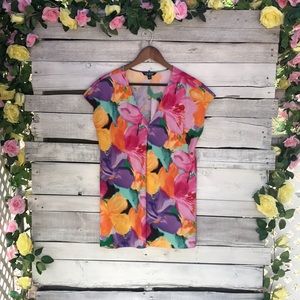 Lauren Ralph Lauren Women’s Sz M Floral V-Neck Sleeveless Tunic Blouse